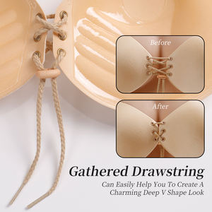 ヌードプッシュアップストラップレス自己接着ブラ再利用可能シリコンスポンジカバー乳首ブラセクシー背中のないドレス - Product Image 5