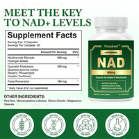 Capsules de supplément NAD Resvératrol 500mg à marque privée OEM avec Quercétine Phytosome pour soutenir les niveaux de NAD et favoriser un vieillissement sain