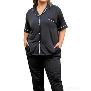 Ensemble de pyjama pour femmes grandes tailles, respirant, avec cordon de serrage, manches longues, chemise et pantalon, ensembles de détente doux, bas de pyjama avec poches - Product Image 4