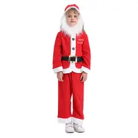 Kerst Nieuwe Kerstman Gekleed Als Kinderen Sneeuw Hoed Kerstman Baard Van Kinderen Kostuum Suits Sets Voor Kids meisjes Jongens