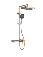 Ensemble de salle de bain Synchro Elegant Gold : colonne de douche thermostatique à double fonction avec écran LED et pomme de douche pluie