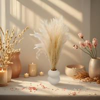 Set Vas Plester dengan Rumput Pampas Boho untuk Dekorasi Meja Pernikahan, Dekorasi Rumah Natal & Festival, Dekorasi Pesta Romantis