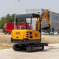 Excavator Mini Kompak Hidrolik untuk Perataan Tanah dan Pemasangan Pipa, Excavator Crawler 2.2 Ton Mesin Penggali untuk Dijual