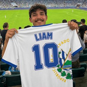 Camiseta de Fútbol de El Salvador Personalizada con Nombre y Número, Unisex para Adultos, Cuello Redondo, Impresión por Transferencia de Calor, Camiseta Deportiva - Product Image 5