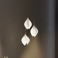 Lustre en céramique artistique, suspension de luxe en porcelaine à motif floral pour villa haut de gamme, salon, escalier, éclairage design