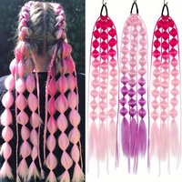 Extensions de cheveux en queue de cheval arc-en-ciel avec élastique, extensions de cheveux colorées, 22 pouces, queue de cheval ombrée colorée sirène pour femmes