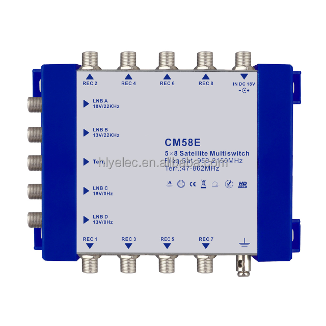 Multiswitch Satellite 5 in Series 8 Out Satellite Multiswitch Diseqc 2.0 c and Ku Band Cascadae Satellite Multiswitch