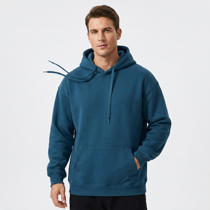 Sudadera con Capucha para Hombre, Color Sólido, Corte Regular, Felpa, Informal, con Bolsillos, Diseño Azul, para Otoño - Product Image 1