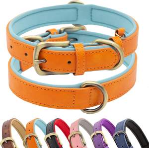 Hot <strong>Sale</strong> Classic Soft Padded Leather <strong>Dog</strong> <strong>Collar</strong> Breathable Waterproof <strong>Dog</strong> <strong>Collar</strong> Leather with Adjustable Durable Metal Buckle - Product Image 1