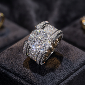 Bague d'engagement pour homme en argent sterling 925 plaqué or, style Hip Hop, avec moissanite VVS, passe le testeur de diamant, bague éternité, certifiée par un tiers - Product Image 1