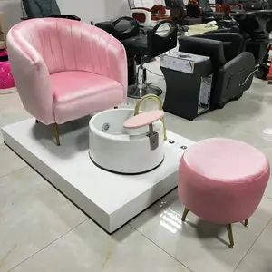 2024 Most Popular Pink Pedicure Bowl Seat Cheap Nail Salon Equipment With Foot Spa Chair