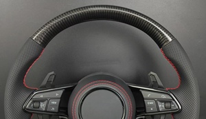 พวงมาลัยรถยนต์สไตล์อาร์เอสคาร์บอนไฟเบอร์พร้อมปุ่มสตาร์ทสตาร์ตแอนด์ไดร์ฟเลือกได้สำหรับรถ <span class=keywords><strong>Audi</strong></span> A3 A4 A5 A6 A7 Q3 Q5 Q7 s/rsseries - Product Image 3