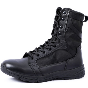 Botas de Combate Transpirables Ultraligeras de Verano con Cordones, Botas de Entrenamiento Táctico de Cuero Genuino Resistentes al Desgaste para <span class=keywords><strong>Hombre</strong></span> - Product Image 3