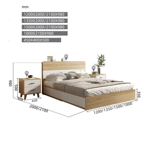 Wholesale Solid Wood Hotel <b>Bed</b> <b>Frame</b> & <b>Mattress</b> <b>Set</b> With Headboard & Nightstands Economy Bedroom Furniture for 3-Star Hotels - Product Image 4