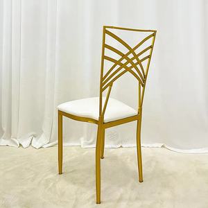 Vente en gros de luxe Empilable Fer Or Crossback Chaise Mariage pour réception d'événement - Product Image 4