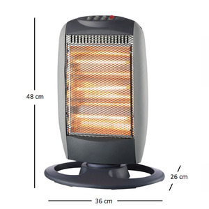 Calentador Halógeno de 400W, 800W, 1200W con Oscilación Automática, Calentador Eléctrico Gris - Product Image 3