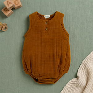 Keli Bear Unisex Casual Winter Ginger Onesie Organic Cotton Short Sleeves Baby Romper Button Closure for Girls India - Product Image 2