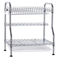 Égouttoir à vaisselle moderne en métal chromé à 3 niveaux avec 2 poignées, homologué NSF, pour cuisine domestique