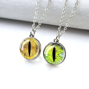 Fashion Dragon Eye Necklace Evil Eyes Jewelry Cat Eye Glass Ball Pendant Glowing Necklace for Women