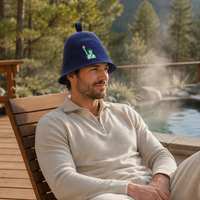 Chapeau de sauna en feutre de laine marine personnalisé avec logo brodé Statue de la Liberté, forme cloche, unisexe, pour hammam et sauna