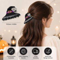 Pinces à cheveux personnalisées pour Halloween, avec motifs citrouille scintillante et chat noir, grandes pinces à cheveux d'horreur pour femmes