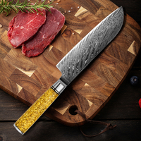 Couteau de chef japonais professionnel KEENHOPE, 10 pièces, acier Damas, 67 couches, VG10, feuille dorée et manche en résine composite