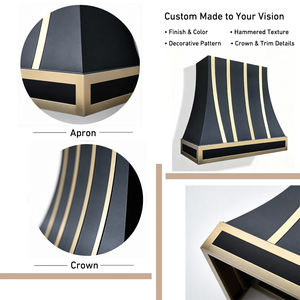 58 İnç Özel Siyah Paslanmaz Çelik Havalandırmalı Duvara Monte Davlumbaz Pirinç Kayışlarla Modern Mimari Tasarım - Product Image 6