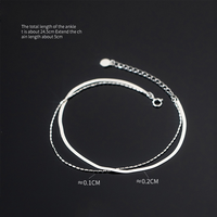 Chevillère en Argent Sterling 925, Simple et Tendance, avec Breloque Double Os de Serpent et Haricot, pour Femme, Bijou de Pied Charmant pour la Plage