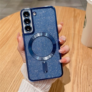 Luxury Gold Glitter Magnetic Plating TPU Phone Case with Glass Lens Protection for Samsung S25 S24 S23 Ultra - Product Image 2
