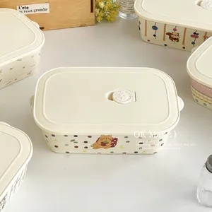 Carino Contenitore per Pranzo in Ceramica con Coperchio e Scomparti, Adatto al Microonde per Pasti Leggeri da Ufficio, Sicuro per Alimenti - Product Image 5