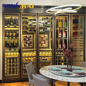 Guangdong, Роскошный Глянцевый винный шкаф с постоянной температурой из нержавеющей стали, винный шкаф для ресторана, винный барный шкаф - Product Image 1