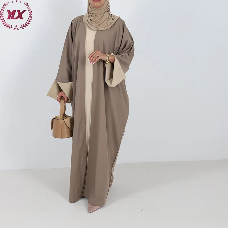 Wholesale Modest Ethnic Islamic Clothing Women Fashion Abaya Muslim Dress from Turkey Open Muslim Luxury Dubai Vrouwen Winter