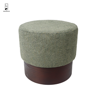 Pouf cylindrique minimaliste vert en bouclette, repose-pieds décoratif pour la maison, la villa, l'hôtel, le hall d'entrée - Vente en gros