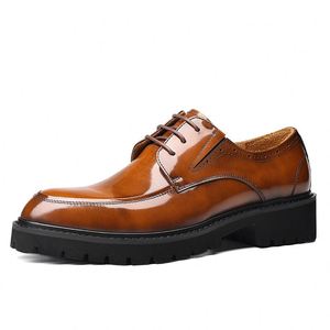 New Mens Business Formal <b>Pointed</b> Toe Lace-up Leather Shoes Made Full Cowhide Comfort Lightweight Bright Colored Weddings Fashion - Product Image 2