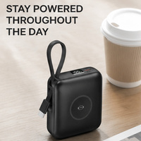 10000mAh Magnetische Kabellose Powerbank 22,5W PD Schnellladung Eingebautes Typ-C-Kabel LCD-Display 2,5W Ladegerät für Smartwatch