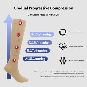 Otoño Deportes al aire libre Calcetines de compresión Cremallera Cuerpo elástico Transfronterizo Tubo largo Pantorrilla Toe-Covering Calcetines de compresión - Product Image 4