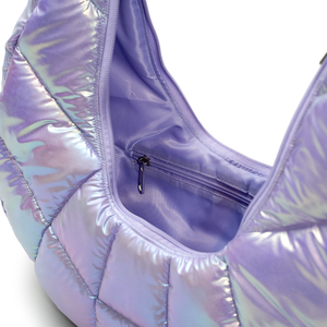 Borsa gonfia in Nylon di colore metallizzato personalizzata per le donne elegante Design alla moda Puffer Tote Bag leggera moda Puffy <span class=keywords><strong>Hobo</strong></span> Bag - Product Image 2