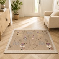 Tapis d'entrée style nordique le plus vendu, motif renard thème forêt, grand tapis lavable antidérapant pour la maison, cadeau pour nouvelle maison