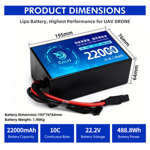 <span class=keywords><strong>6S</strong></span> 22.2V 22Ah katı hal Drone pili dronlar Quadcopters uçaklar ve helikopterler için 800 döngü ile - Product Image 2