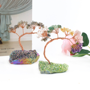 Handmade Rainbow <b>Chakra</b> Crystal Chips Modeling <b>Tree</b> Natural Agate Slice Base Gemstone Money <b>Tree</b> for Feng Shui - Product Image 5