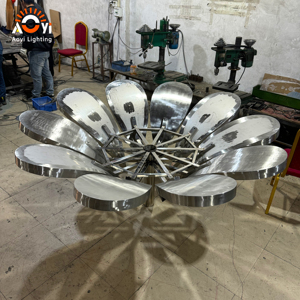 Lampe de sculpture LED à changement de couleur RVB en forme de fleur géante pour l'aménagement paysager extérieur, parc, jardin - Product Image 5