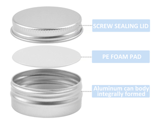 Envases de crema para el cuidado de la piel, tarro de crema de aluminio plateado con logotipo en relieve, tarro de aluminio roscado de 20ml con ventana transparente - Product Image 5