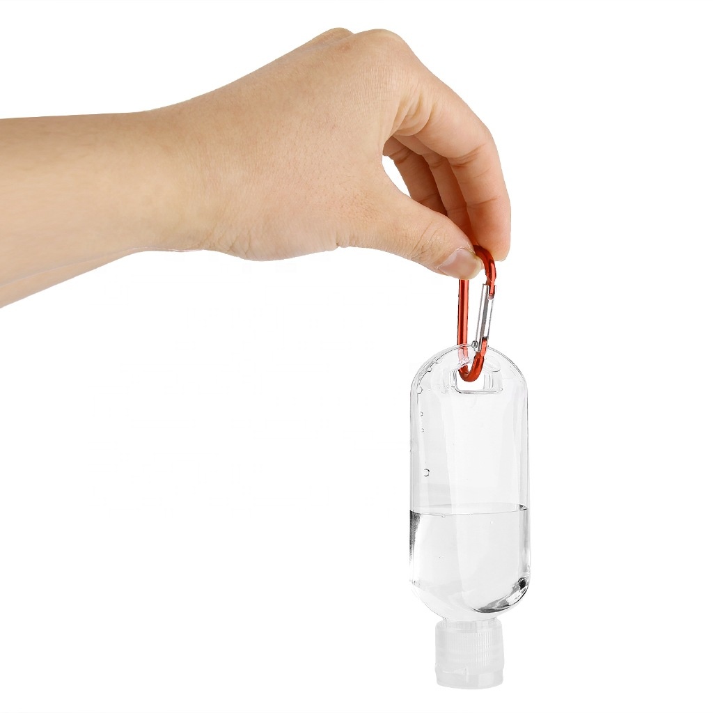 30Ml 50Ml 60Ml Draagbare Lege Handdesinfecterend Plastic Fles Met Karabijnhaak Sleutelhanger