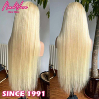 Wig Rambut Asli Blonde Transparan HD Monofilament Lace Front 180% Density Virgin Glueless NewWave untuk Wanita Kulit Hitam