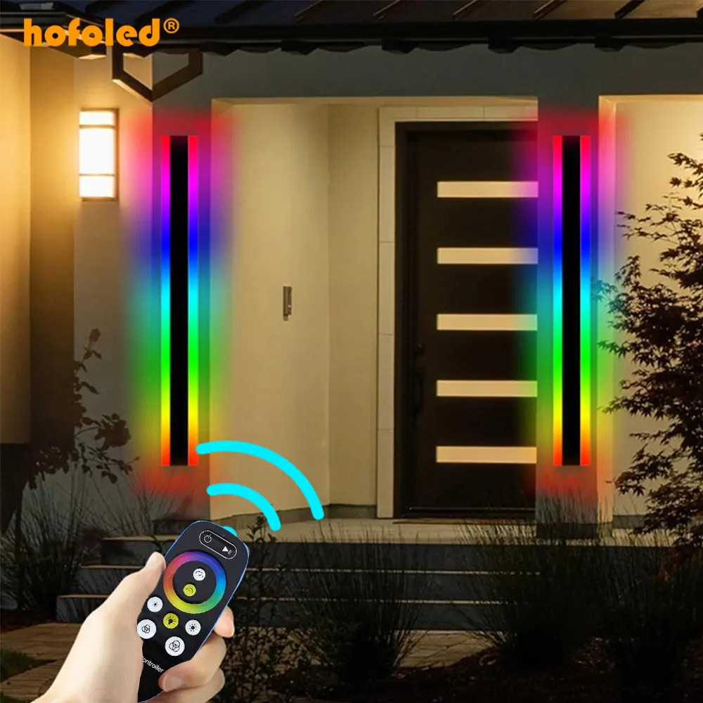 Acrylic Waterproof RGB/Warm/White Dimmable Sconce Long Led Wall Lamp Outdoor Exterior Linear Strip Wall Lights