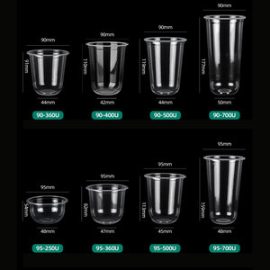Gobelets jetables transparents personnalisés avec logo imprimé, 16 oz et 24 oz, pour matcha, boba, thé au lait, café glacé, smoothies, en plastique PET, avec couvercles et pailles - Product Image 1