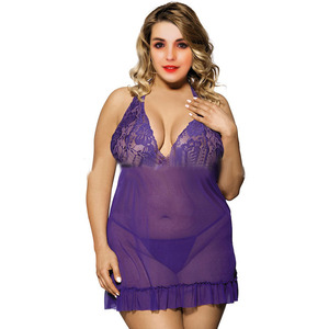 Lingerie Sexy sous-vêtements 2023 Eur et Amer mode Transparent ajouter taille Sexy bourgeon soie femme ensemble gros 6XL grande taille Lingerie robe - Product Image 3