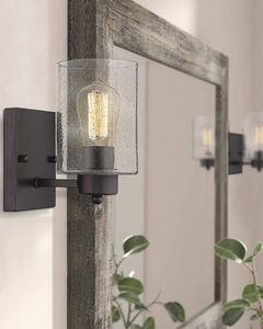 Clear Glass <strong>Shades</strong> Black Wall <strong>Lamp</strong> Hotel <strong>Bathroom</strong> Vanity Light Black <strong>Bathroom</strong> Light Fixture Over the Mirror - Product Image 2