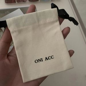Custom Logo Printing Eco-friendly Gift Packaging <b>Pouch</b> Cotton <b>Drawstring</b> Bag with Black Ribbon - Product Image 2