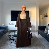 2026 Abaya Ramadan élégante de style Dubaï, à volants, à lacets, col en V, longueur ras du sol, manches longues, ensemble deux pièces, robe d'été